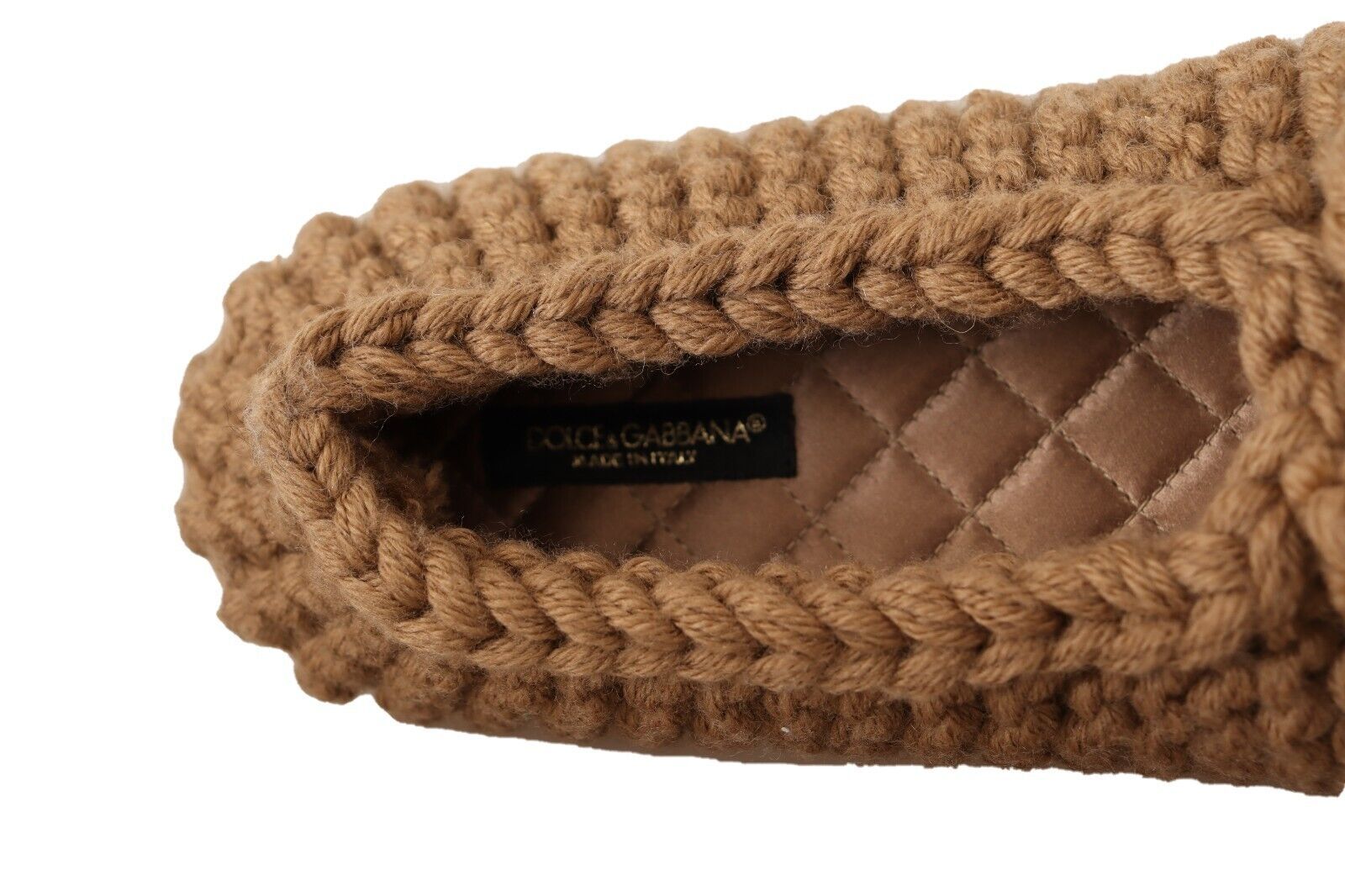 Dolce &amp; Gabbana Ballerines élégantes en tricot de laine marron