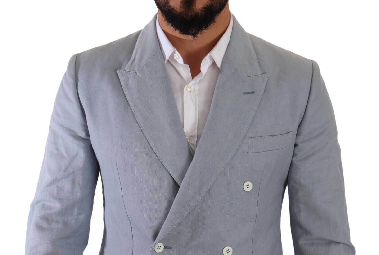 Dolce &amp; Gabbana Élégant Blazer Croisé Bleu Clair Coupe Slim