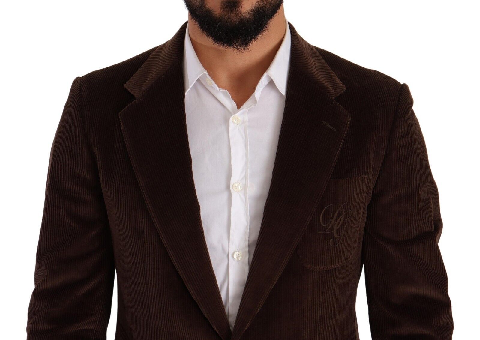 Dolce &amp; Gabbana Élégant Blazer Slim En Velours Côtelé Marron