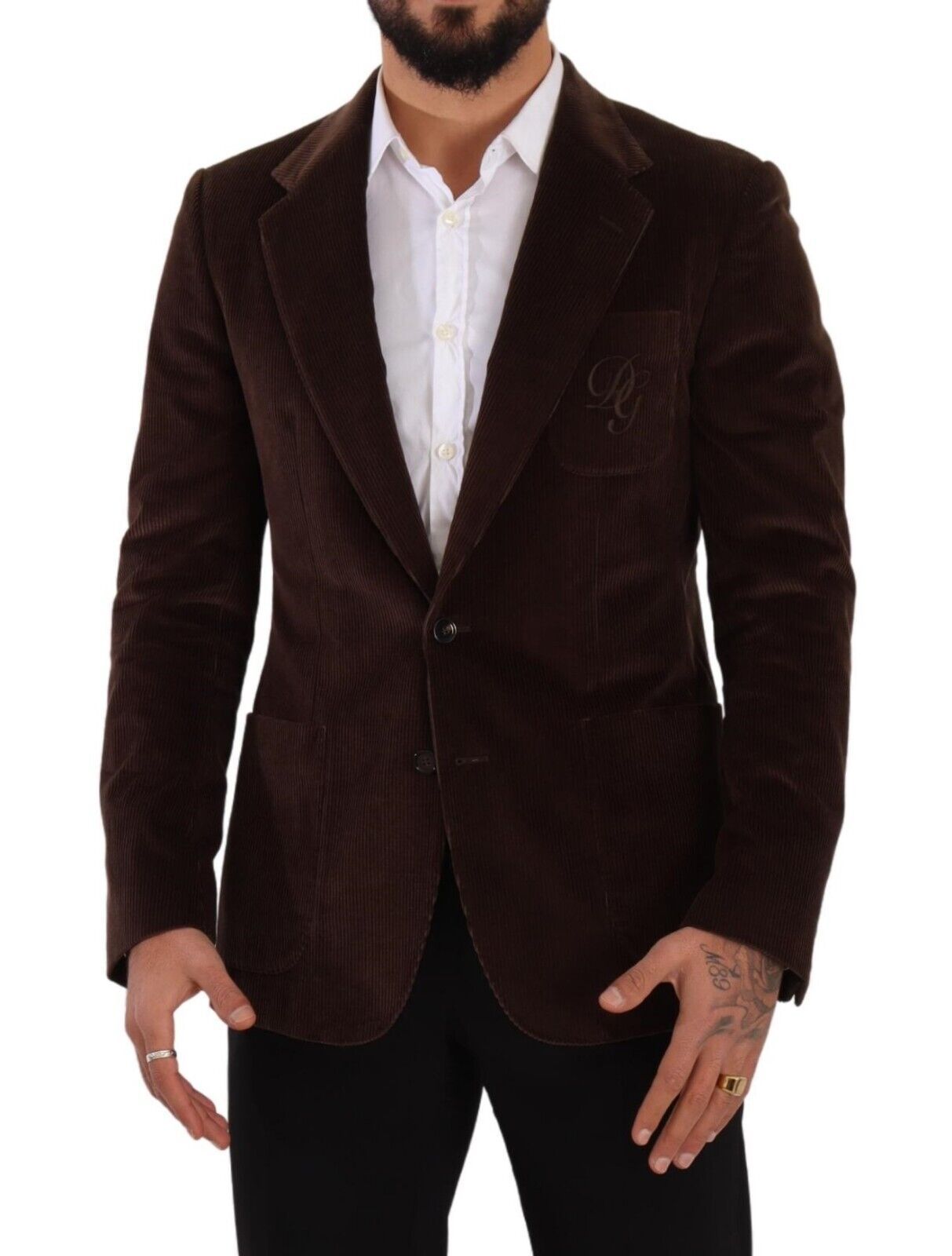 Dolce &amp; Gabbana Élégant Blazer Slim En Velours Côtelé Marron