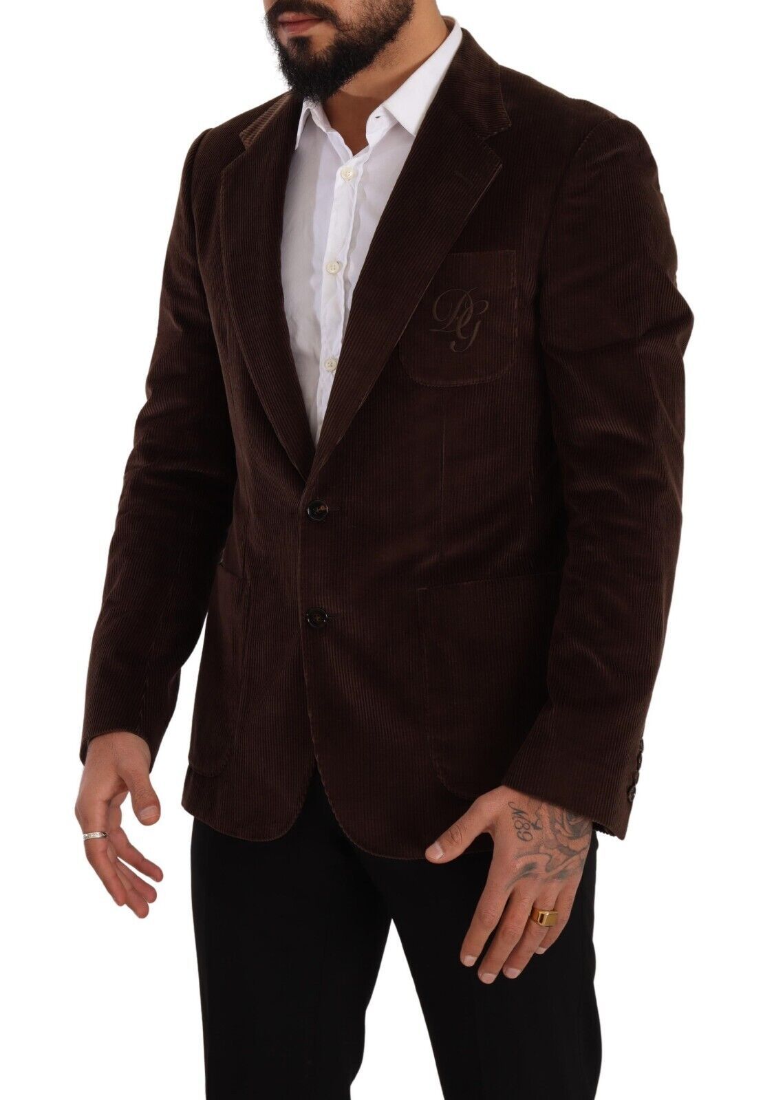 Dolce &amp; Gabbana Élégant Blazer Slim En Velours Côtelé Marron