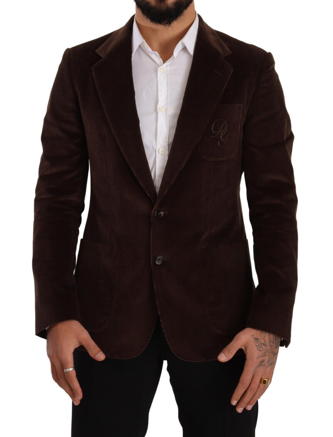 Dolce &amp; Gabbana Élégant Blazer Slim En Velours Côtelé Marron