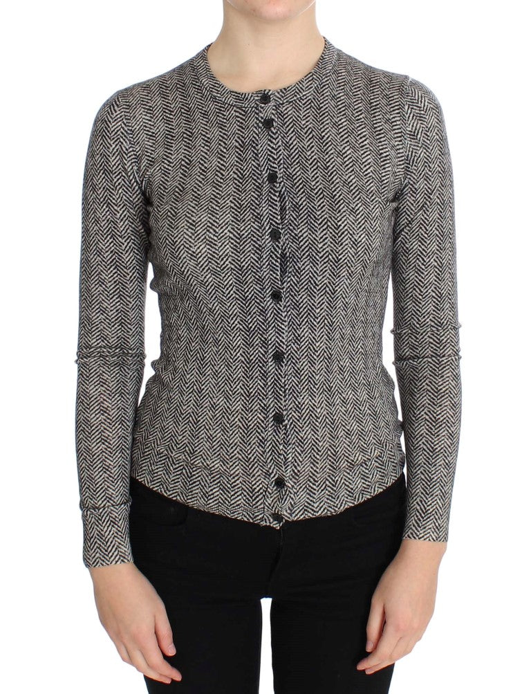 Dolce &amp; Gabbana Cardigan élégant en laine noir et blanc