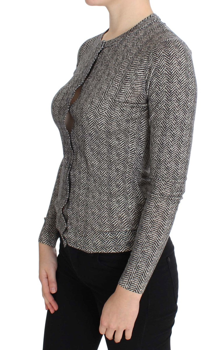 Dolce &amp; Gabbana Cardigan élégant en laine noir et blanc