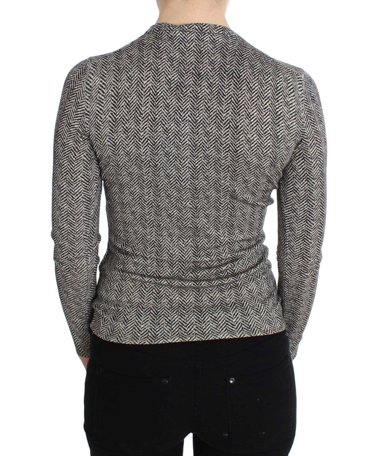 Dolce &amp; Gabbana Cardigan élégant en laine noir et blanc