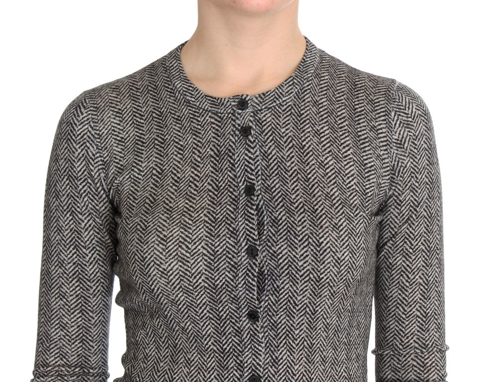 Dolce &amp; Gabbana Cardigan élégant en laine noir et blanc