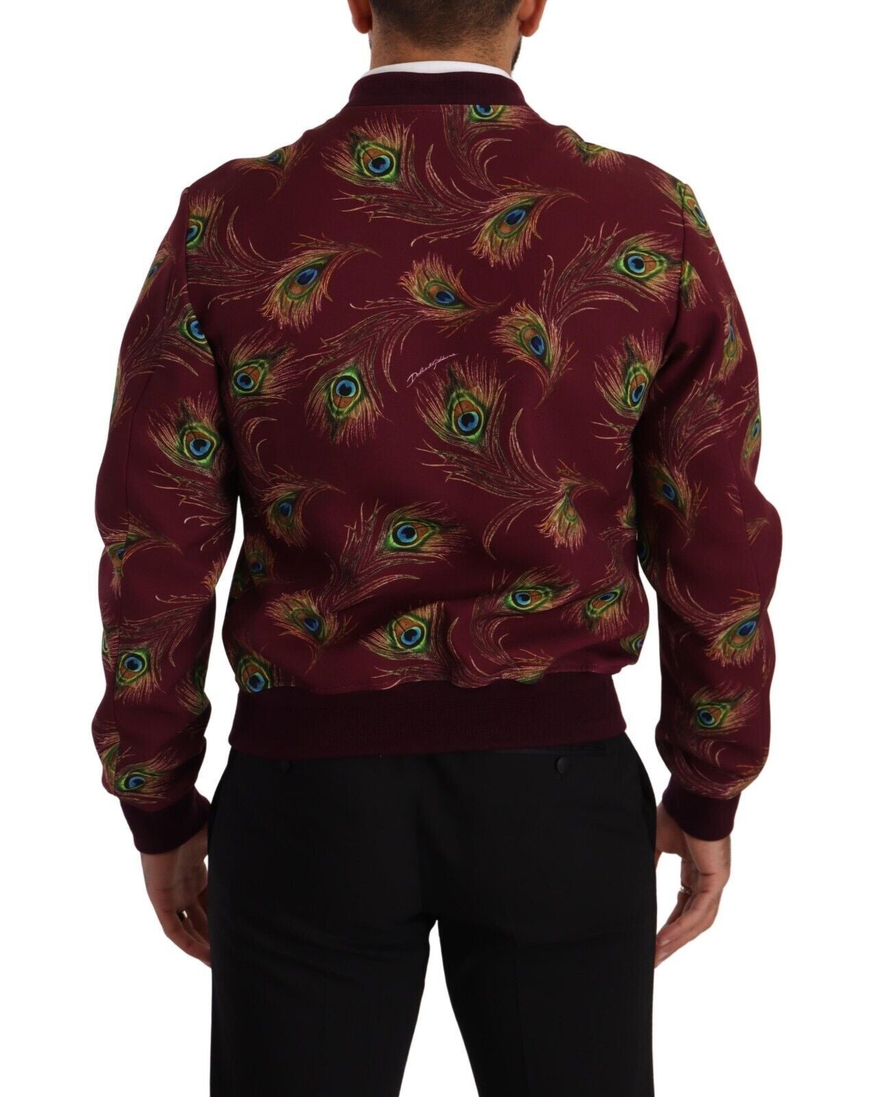 Dolce &amp; Gabbana Blouson aviateur à imprimé paon rouge radiant