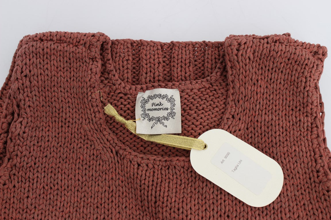 PINK MEMORIES Pull sans manches en tricot rouge chic