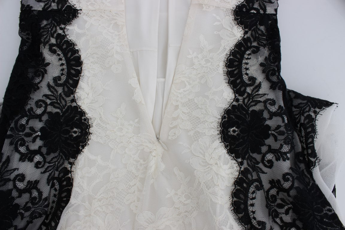 Dolce &amp; Gabbana Robe longue en soie mélangée et dentelle florale