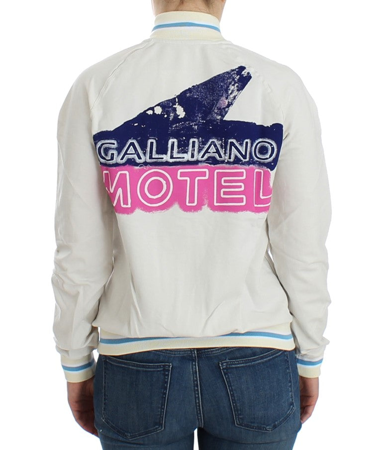 John Galliano élégant cardigan zippé blanc