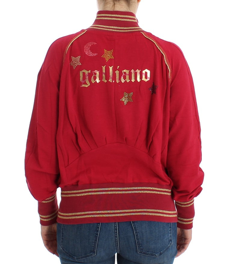 John Galliano élégant cardigan zippé rose avec logo