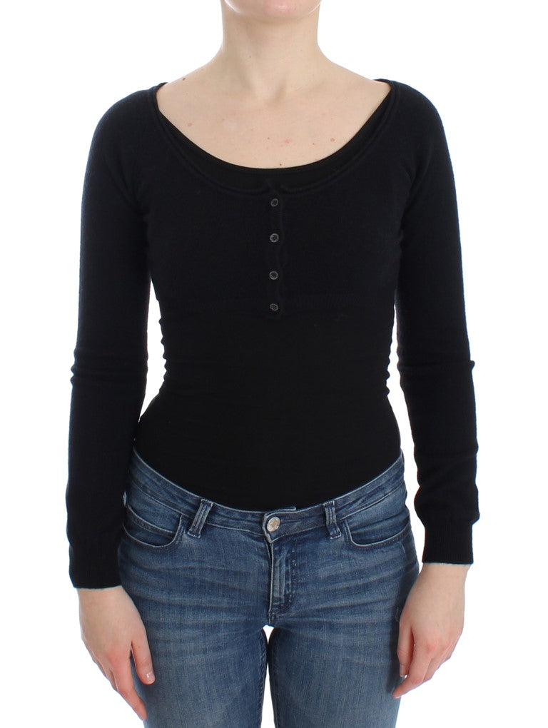 Ermanno Scervino Pull court chic en laine et cachemire noir