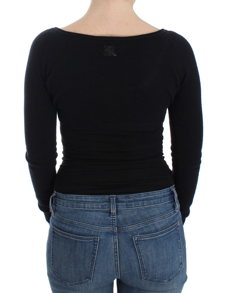 Ermanno Scervino Pull court chic en laine et cachemire noir