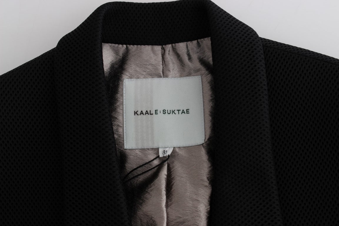 KAALE SUKTAE Manteau long drapé élégant en noir avec des accents rouges