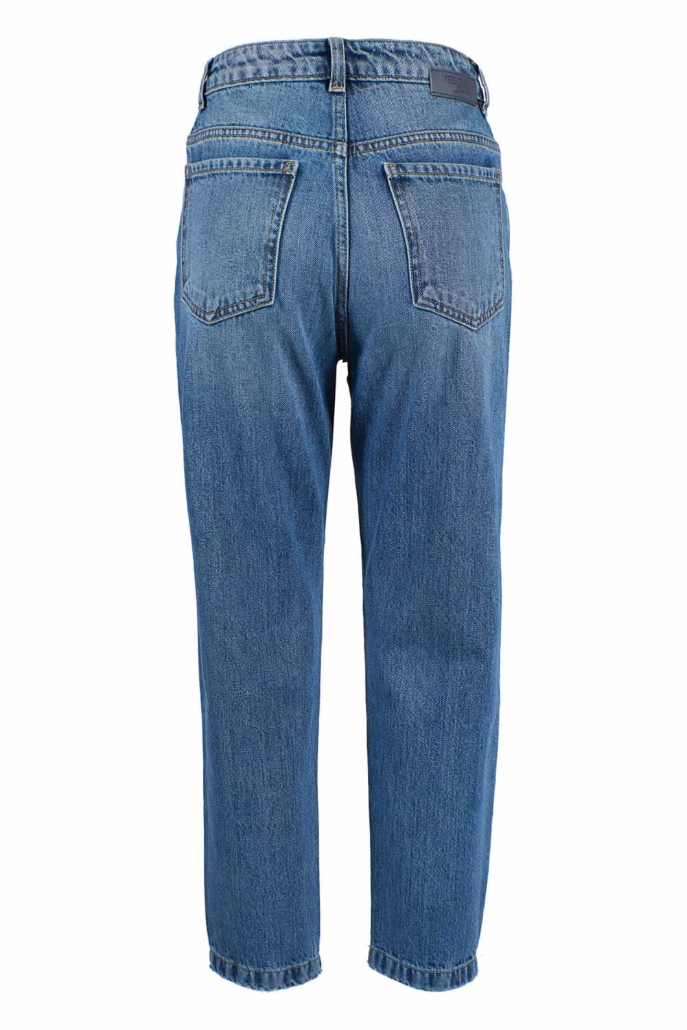 Jeans bleu déchiré taille haute Yes Zee pour femme