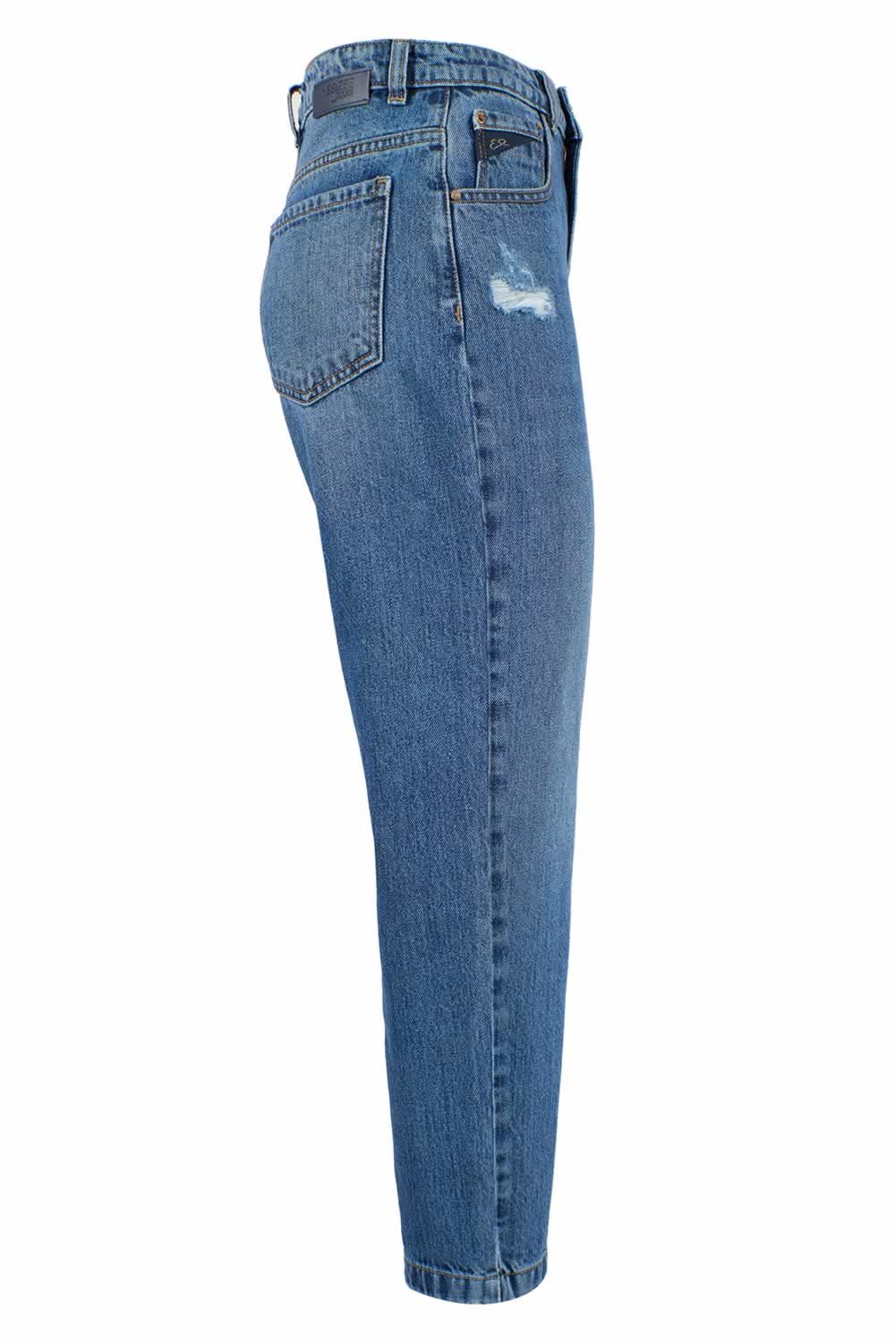 Jeans bleu déchiré taille haute Yes Zee pour femme