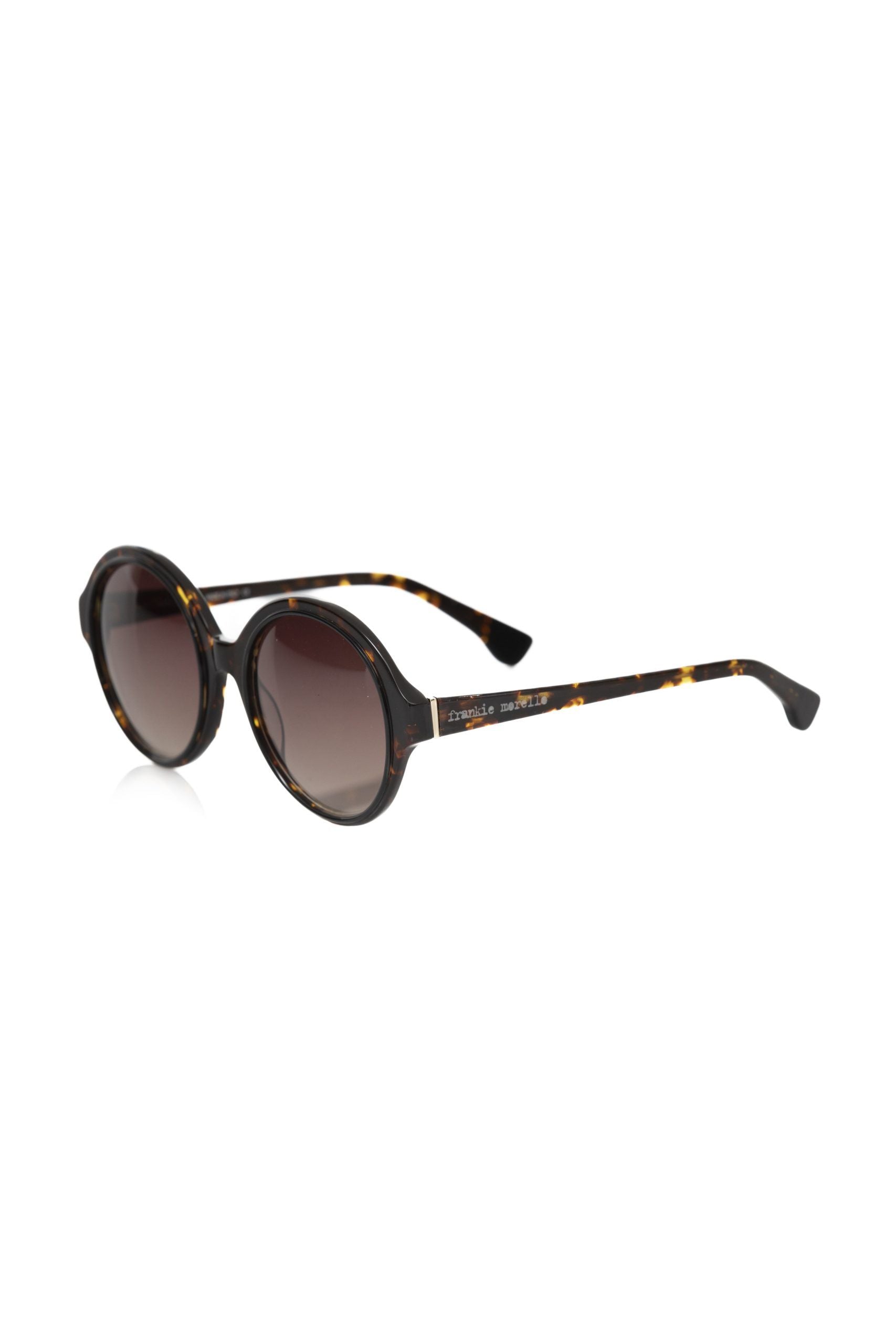 Frankie Morello Chic Black Turtle Pattern Round Sunglasses