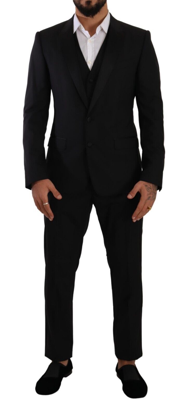 Dolce & Gabbana Elegant Black Three-Piece Martini Fit Suit