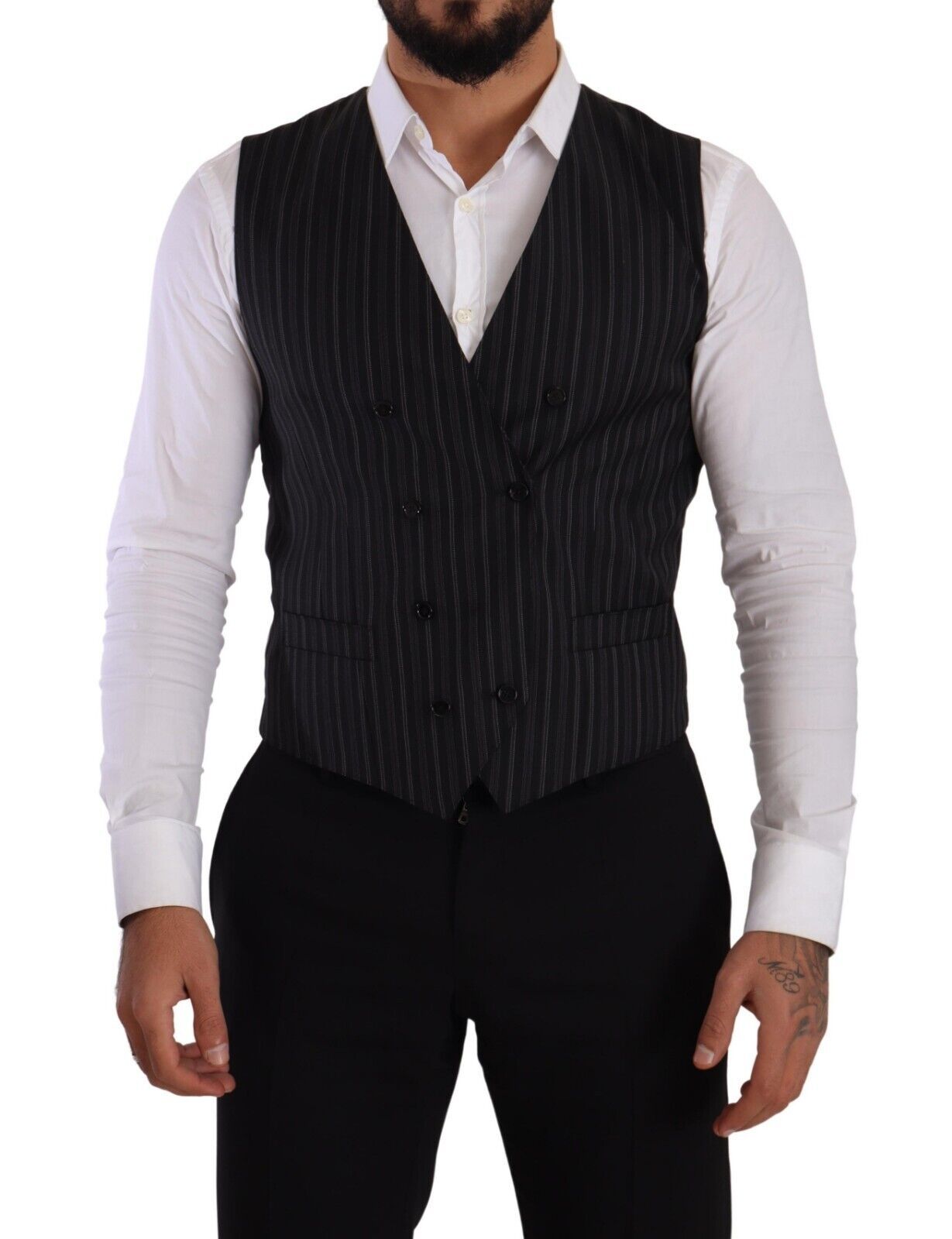 Dolce & Gabbana Elegant Striped Double-Breasted Dress Vest