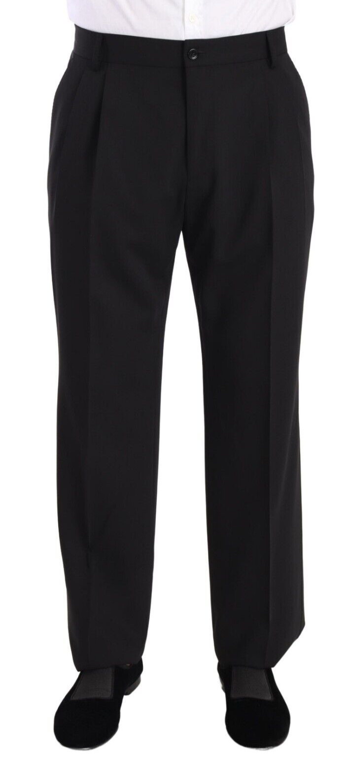 Dolce &amp; Gabbana Pantalon de smoking élégant en laine noire