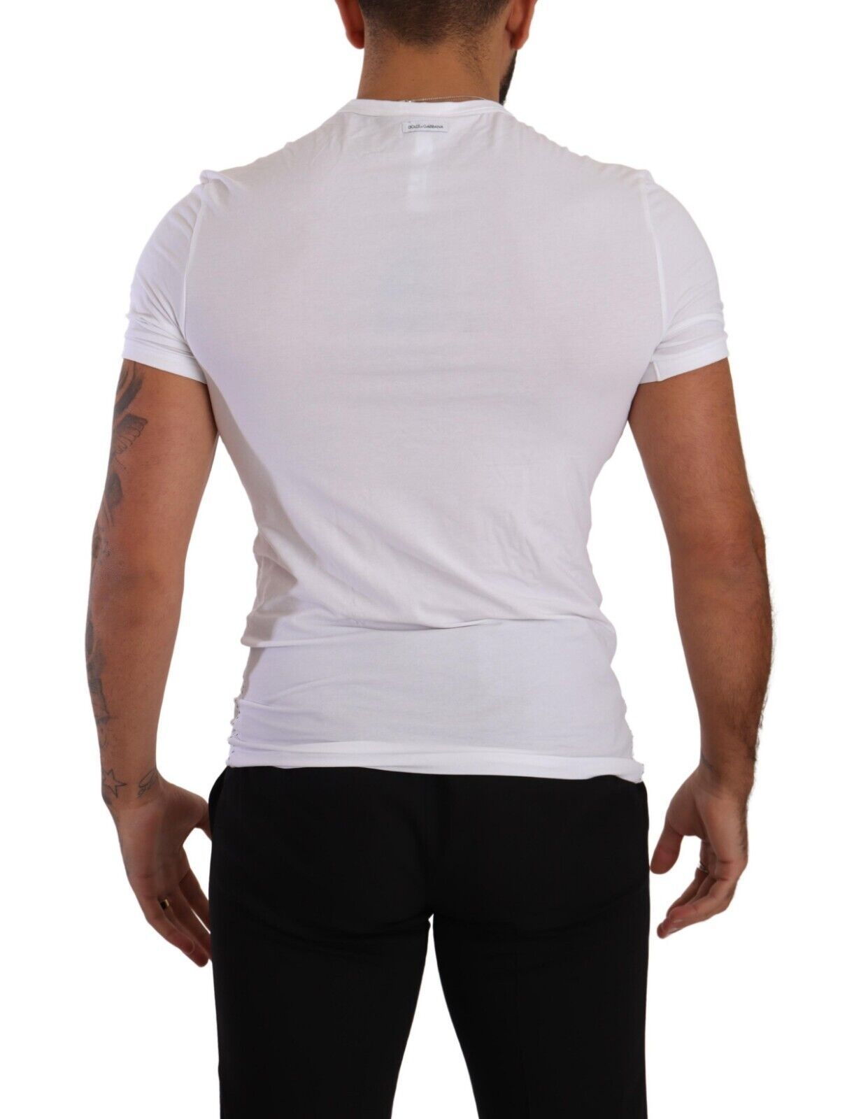 Dolce &amp; Gabbana T-shirt élégant à col rond en coton mélangé blanc