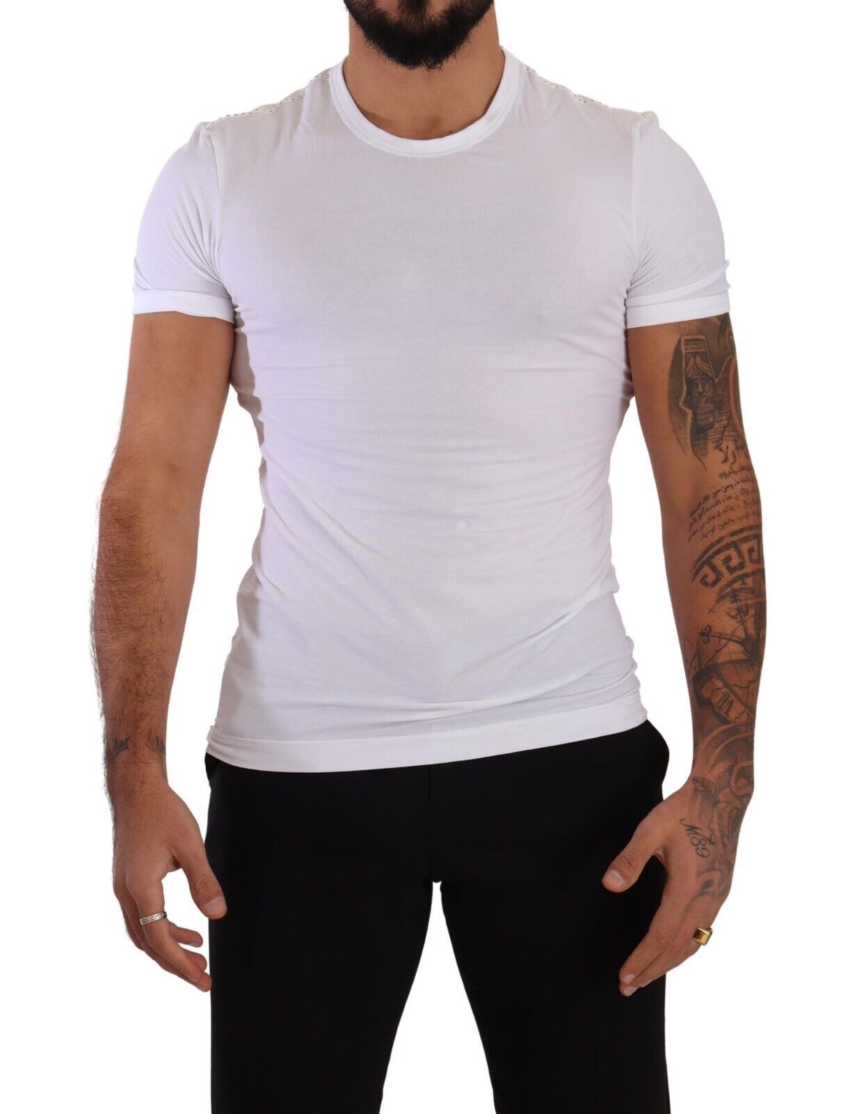 Dolce &amp; Gabbana T-shirt élégant à col rond en coton mélangé blanc