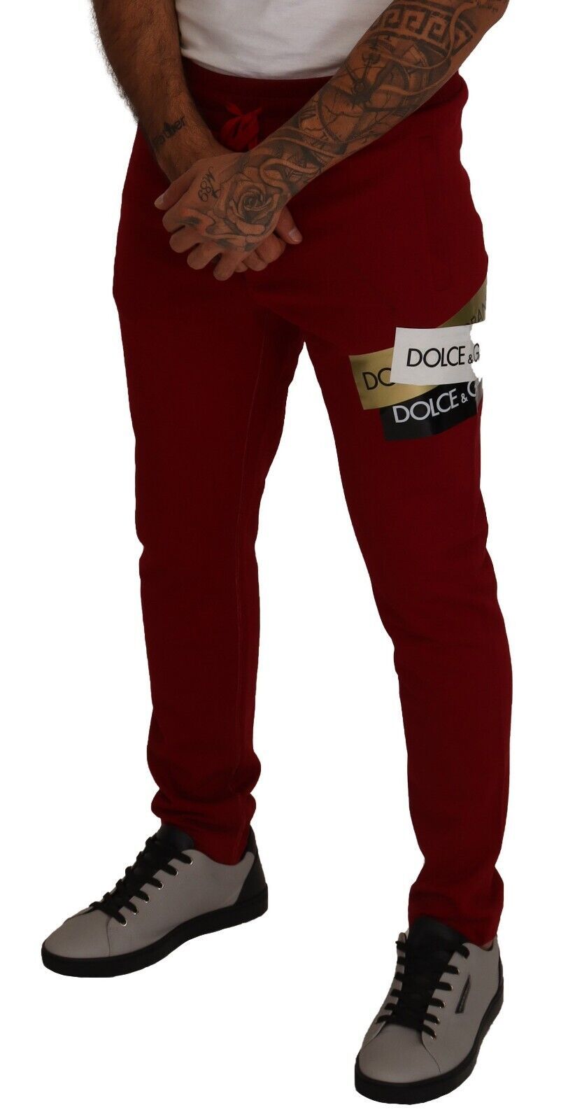 Dolce &amp; Gabbana Pantalon de jogging rouge élégant avec fermeture à cordon