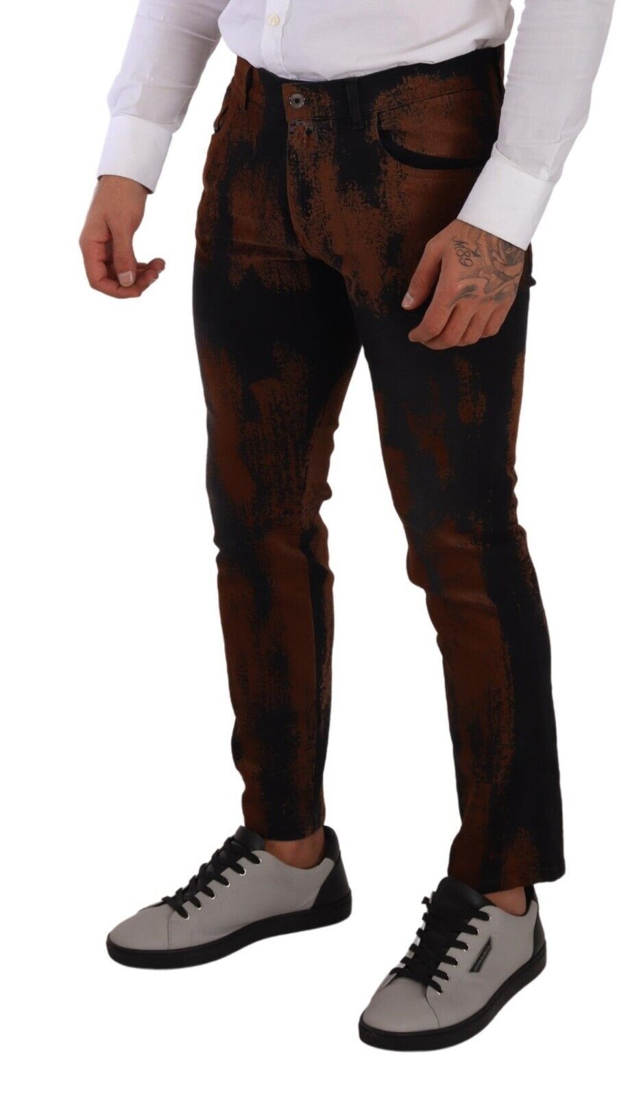 Dolce &amp; Gabbana Chic Jean slim tie-dye marron noir