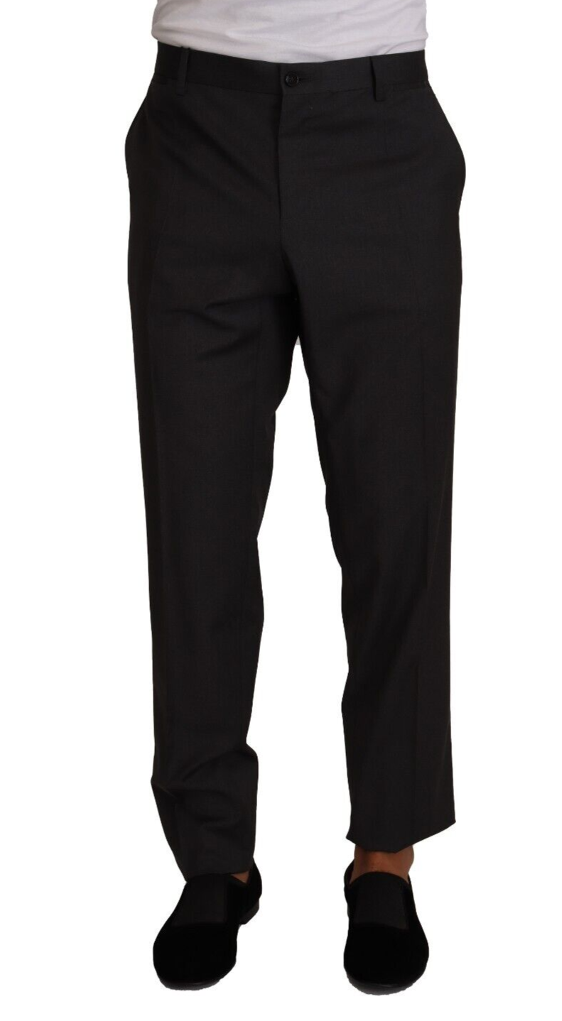 Dolce &amp; Gabbana Pantalon habillé en laine gris élégant