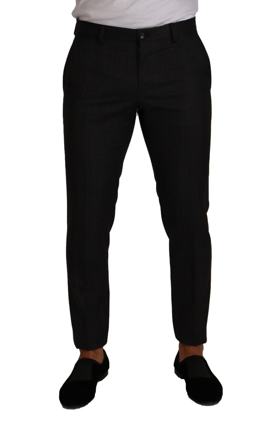 Dolce &amp; Gabbana Pantalon slim élégant à carreaux gris