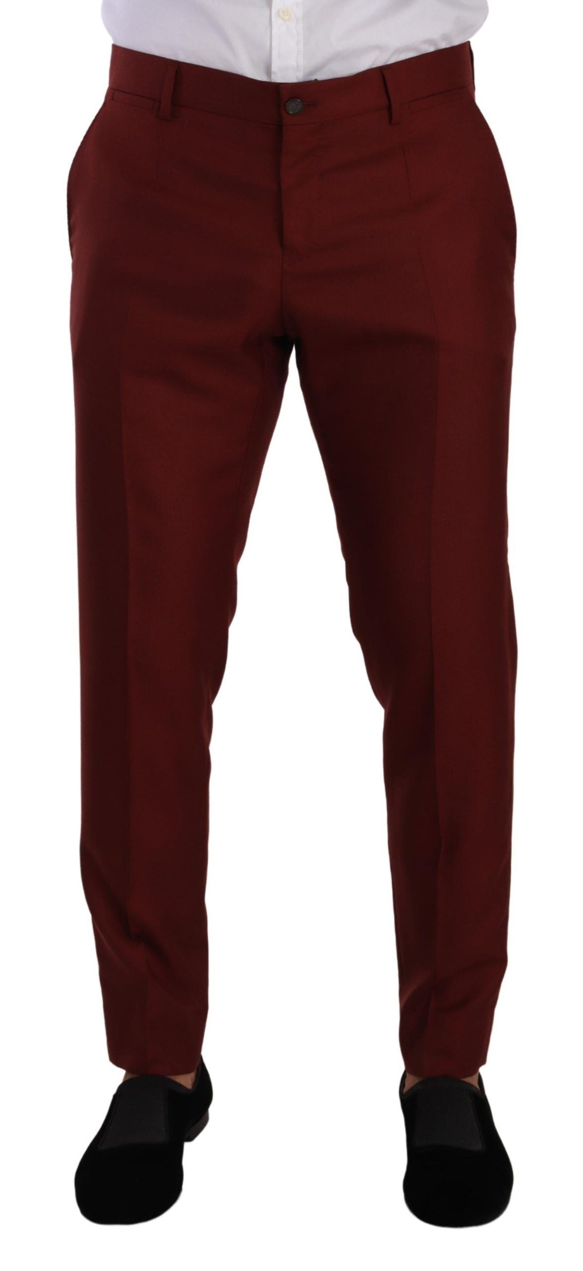 Dolce &amp; Gabbana Pantalon de costume élégant en cachemire et soie rouge