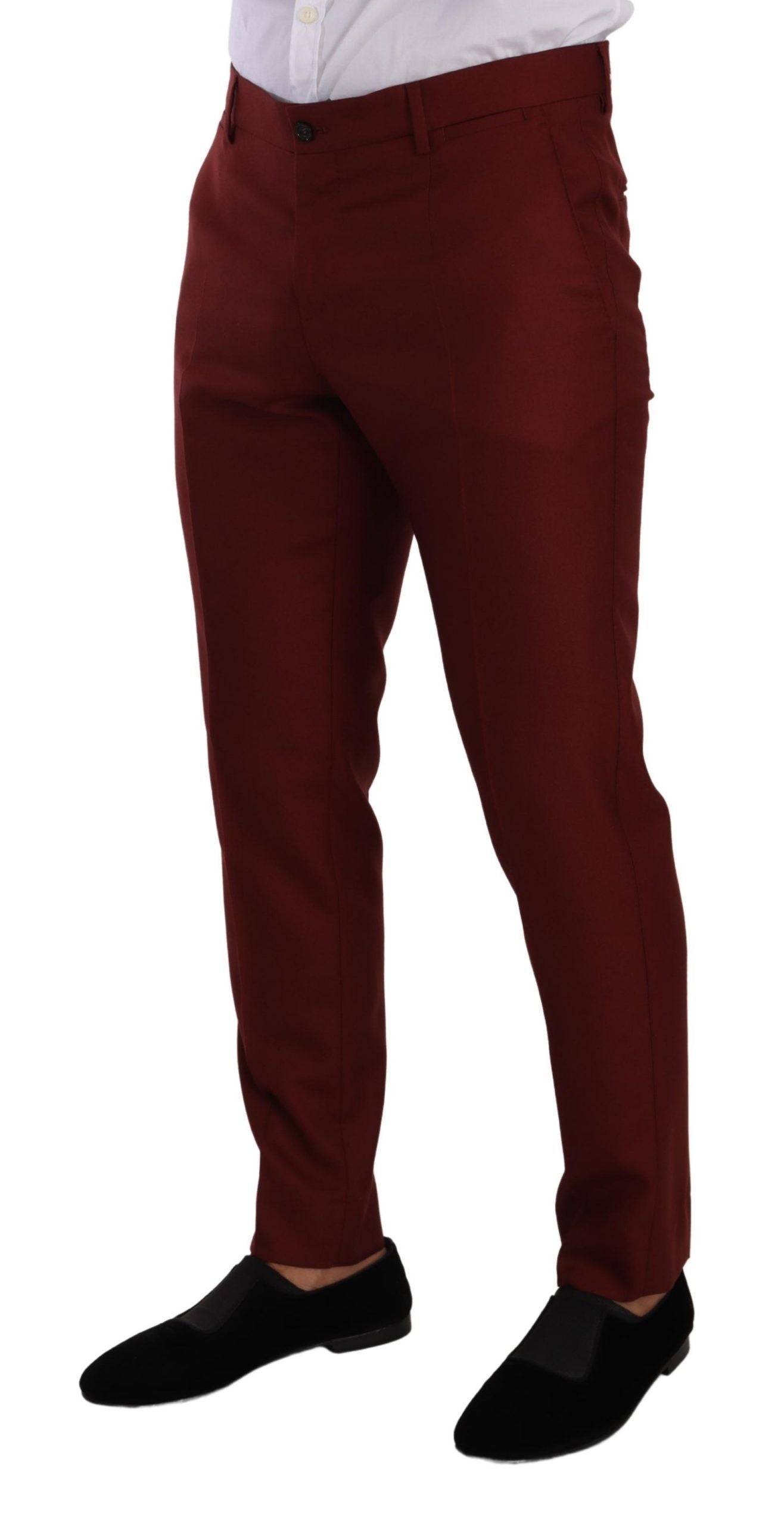 Dolce &amp; Gabbana Pantalon de costume élégant en cachemire et soie rouge