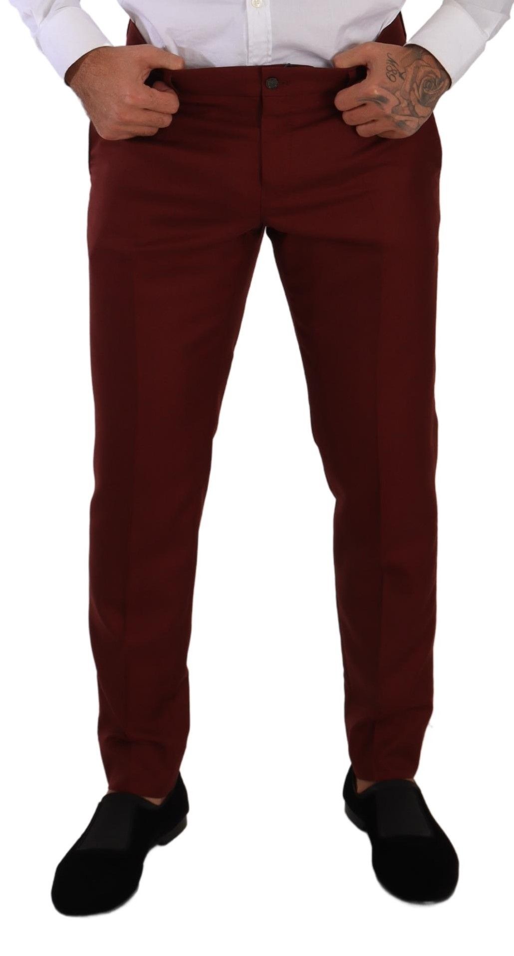 Dolce &amp; Gabbana Pantalon de costume élégant en cachemire et soie rouge