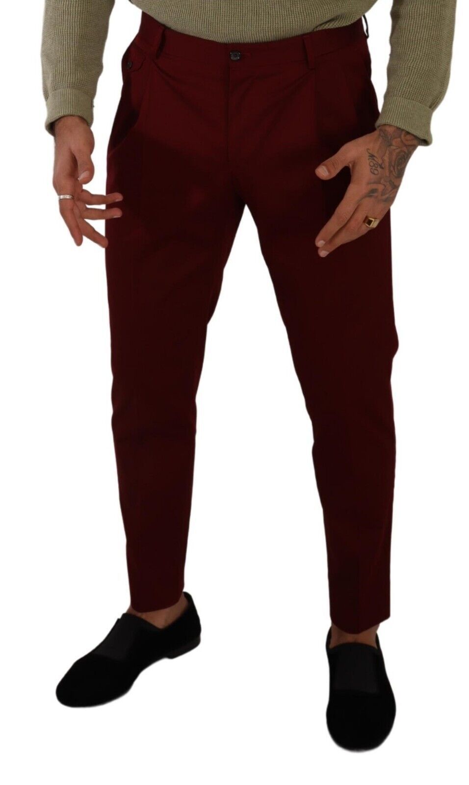 Dolce &amp; Gabbana Pantalon chino élégant rouge foncé pour homme