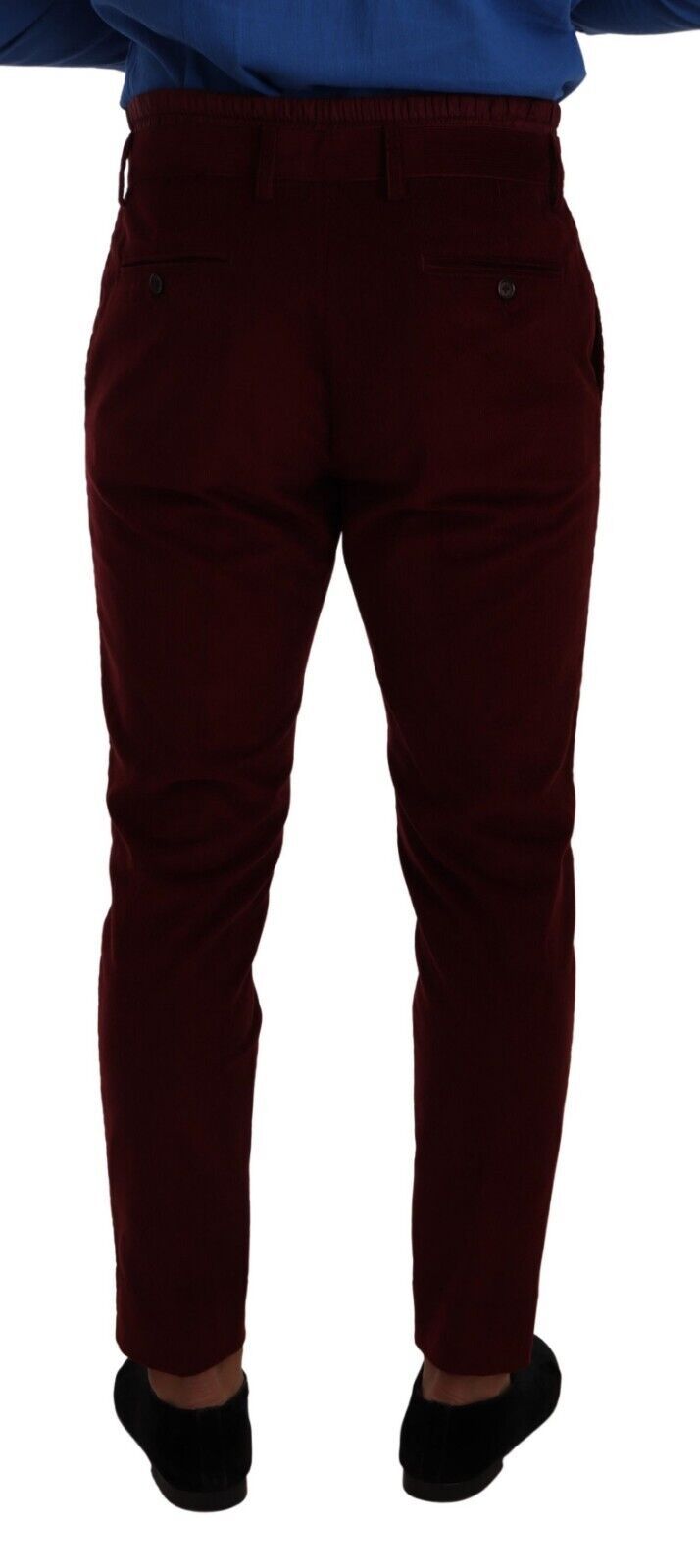 Dolce &amp; Gabbana Pantalon habillé en velours bordeaux élégant