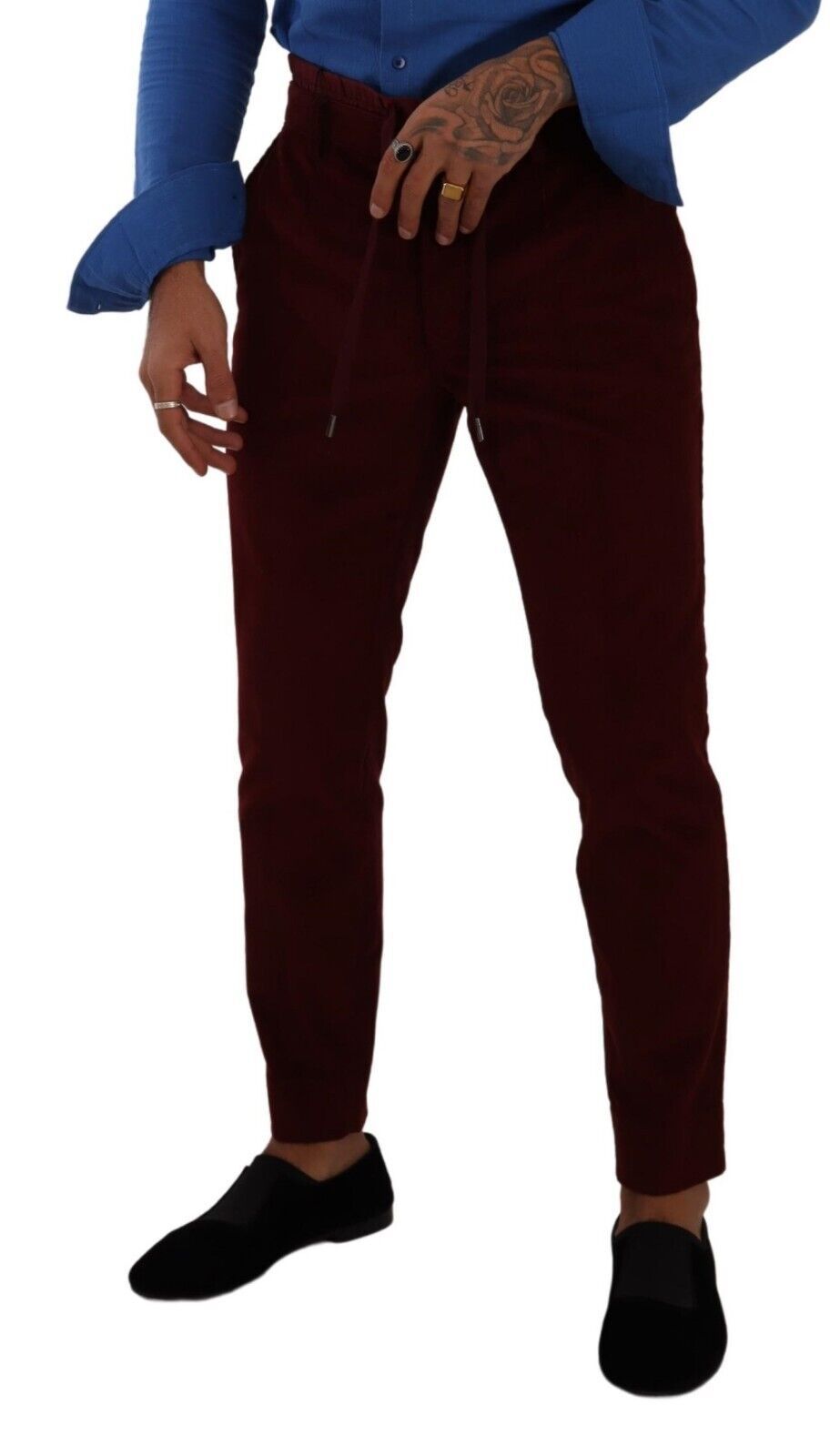 Dolce &amp; Gabbana Pantalon habillé en velours bordeaux élégant