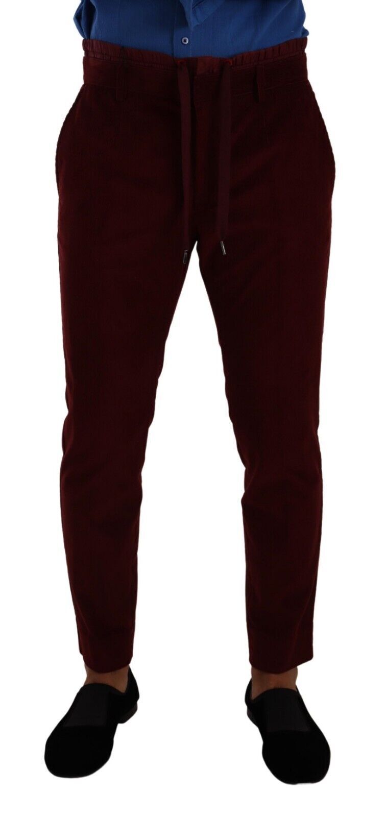 Dolce &amp; Gabbana Pantalon habillé en velours bordeaux élégant