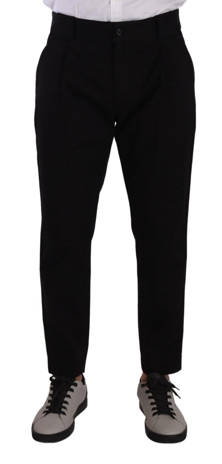 Dolce &amp; Gabbana Pantalon chino fuselé élégant en coton noir