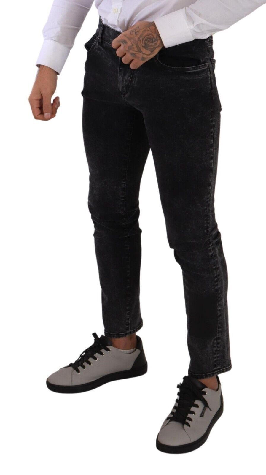 Dolce &amp; Gabbana Jean slim élégant de créateur en noir gris