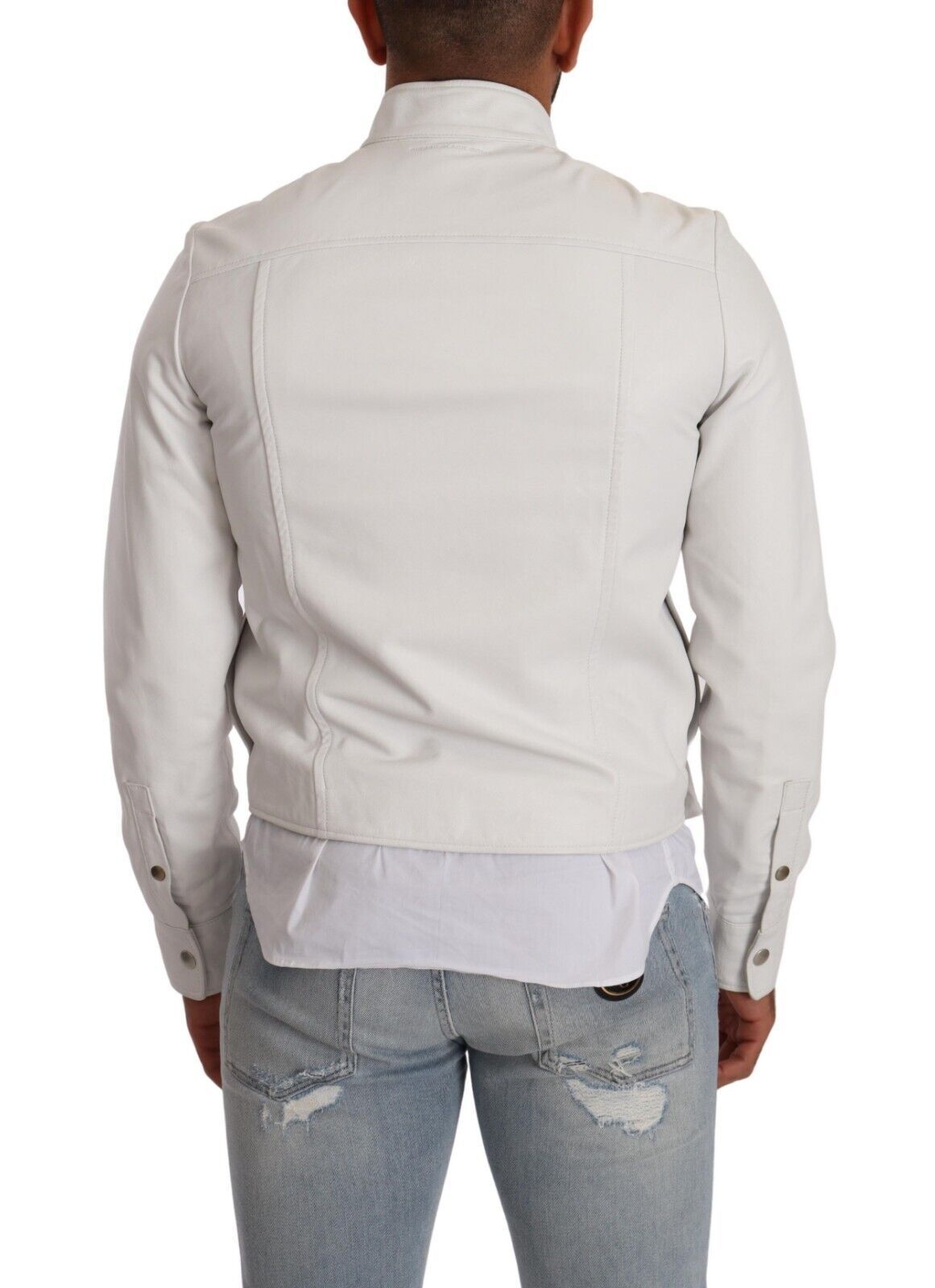 Diesel - Veste motard en cuir exquise blanche