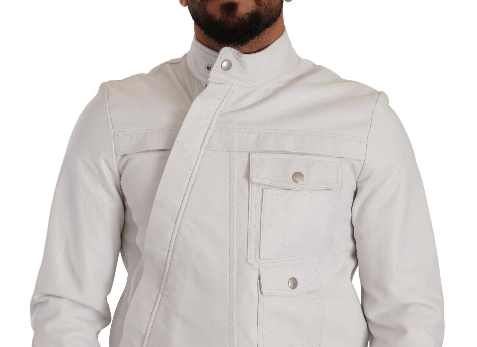 Diesel - Veste motard en cuir exquise blanche