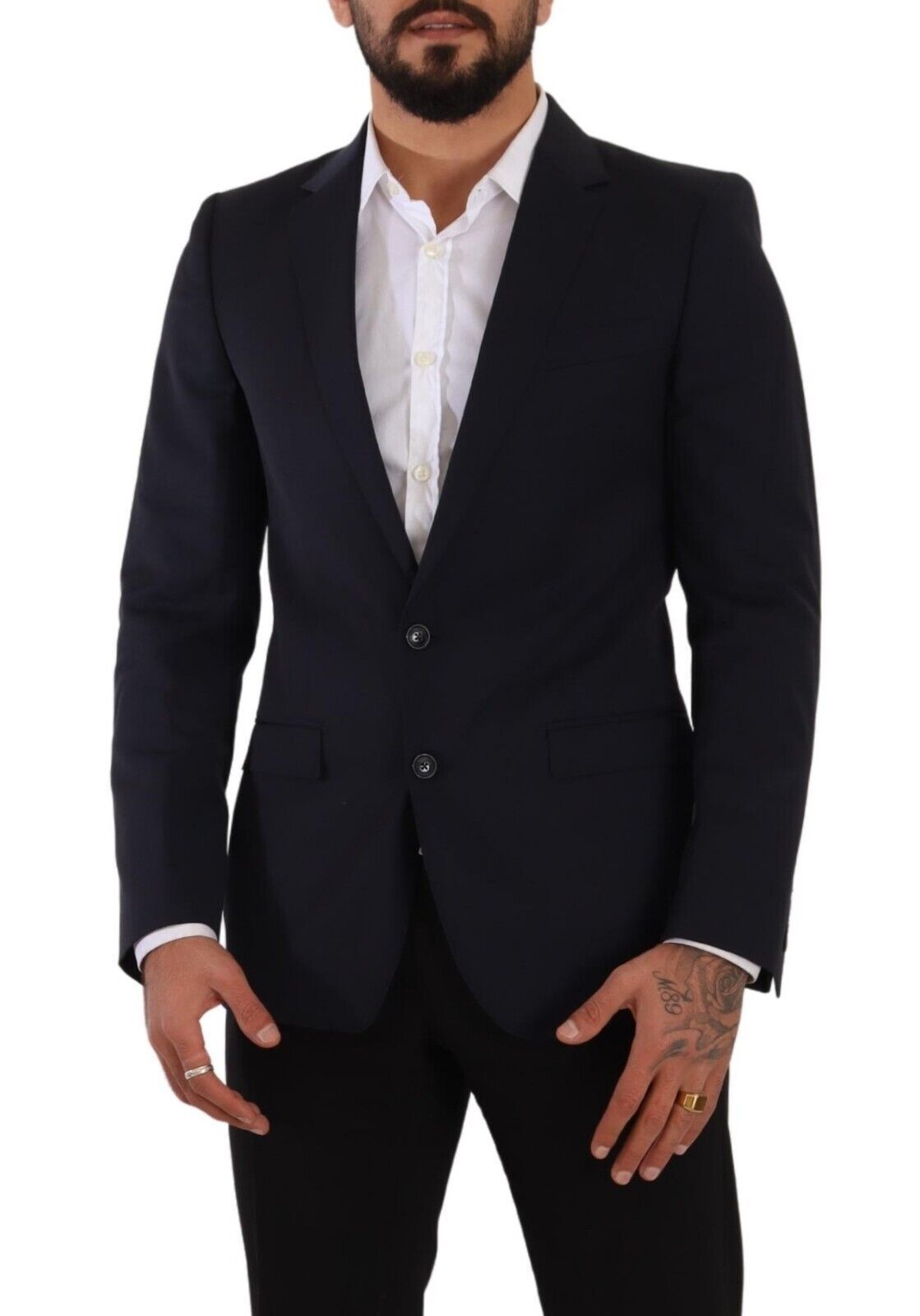 Dolce &amp; Gabbana Blazer élégant en laine bleu marine Martini coupe slim