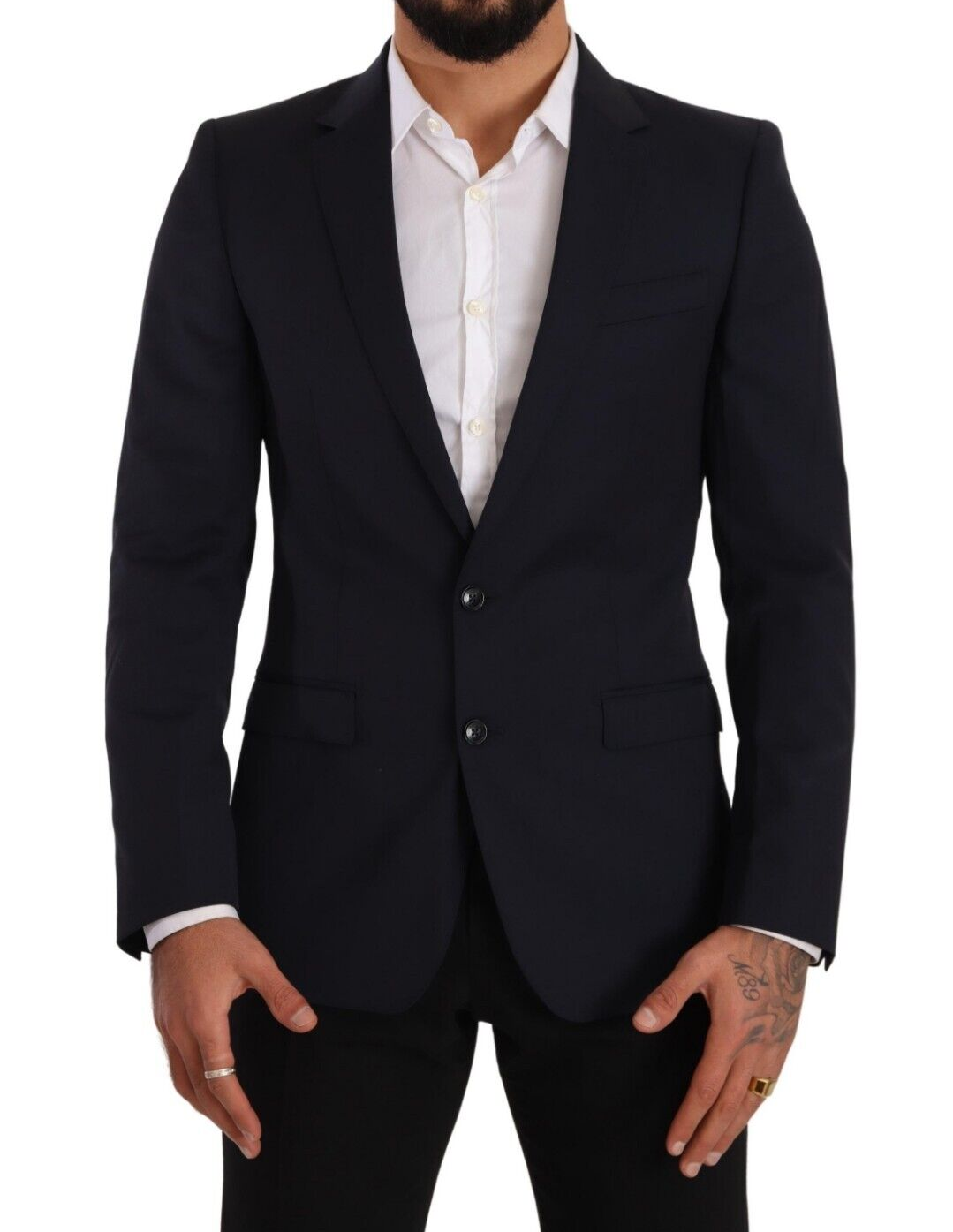 Dolce &amp; Gabbana Blazer élégant en laine bleu marine Martini coupe slim