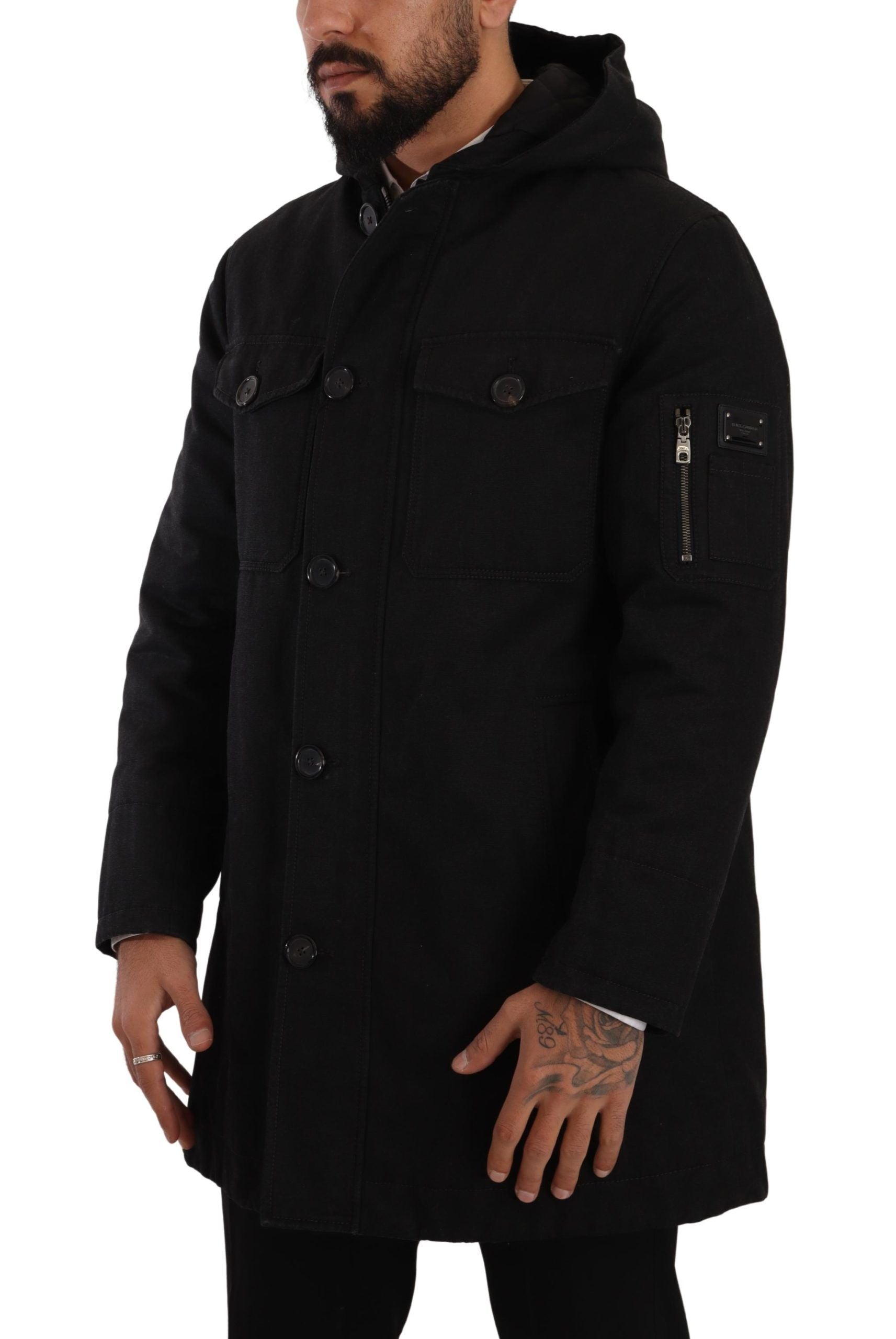 Dolce &amp; Gabbana Veste à capuche élégante parka noire