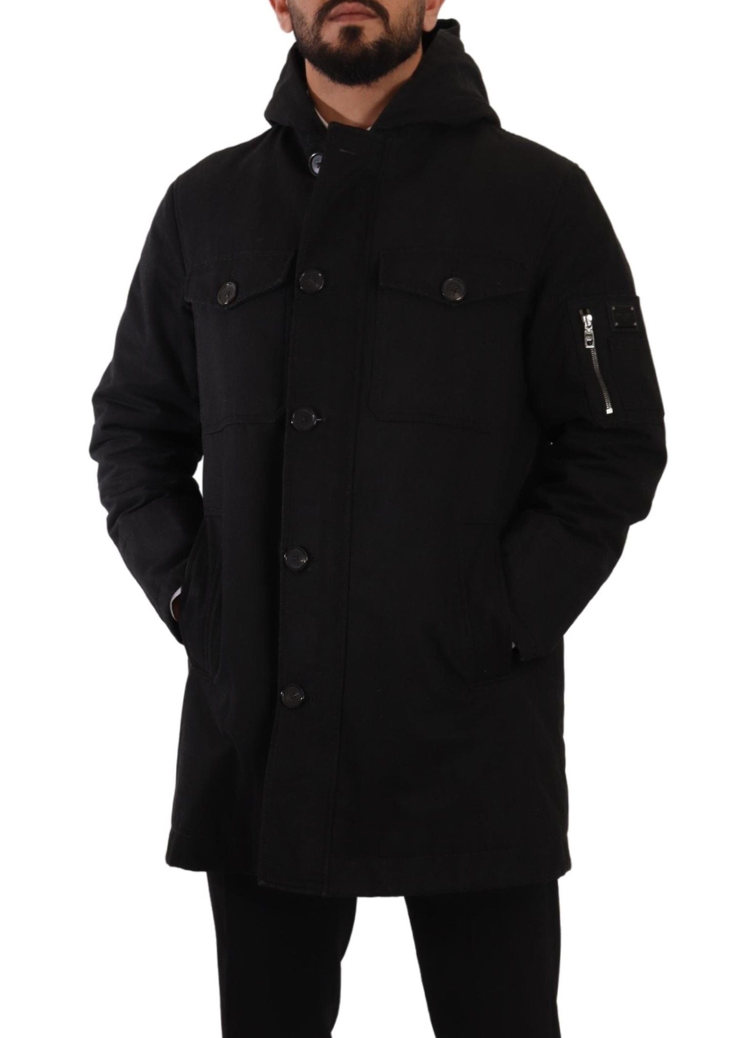 Dolce &amp; Gabbana Veste à capuche élégante parka noire