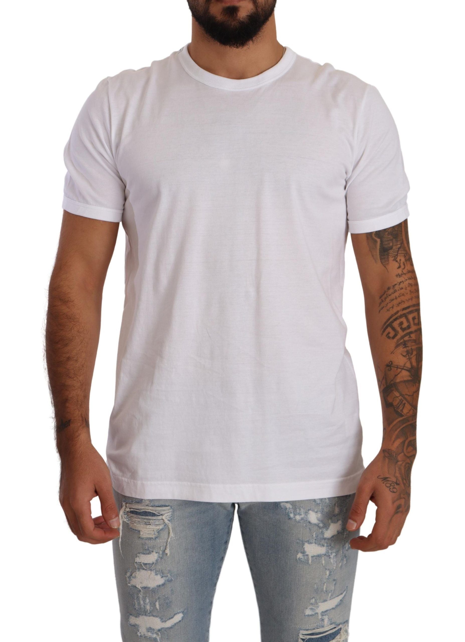 Dolce &amp; Gabbana T-shirt élégant à col rond en coton blanc