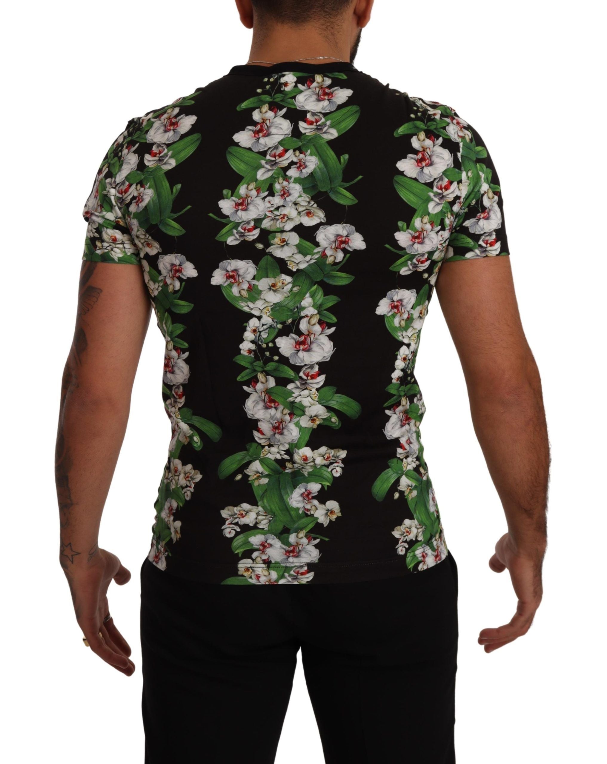 Dolce &amp; Gabbana T-shirt élégant à col rond et motif floral pour homme