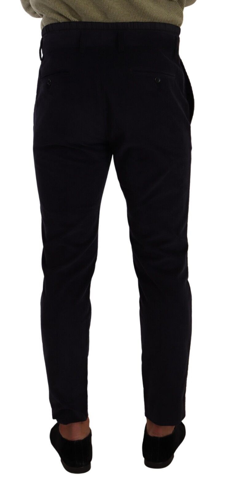 Dolce &amp; Gabbana Pantalon en velours côtelé de luxe coupe slim en bleu foncé