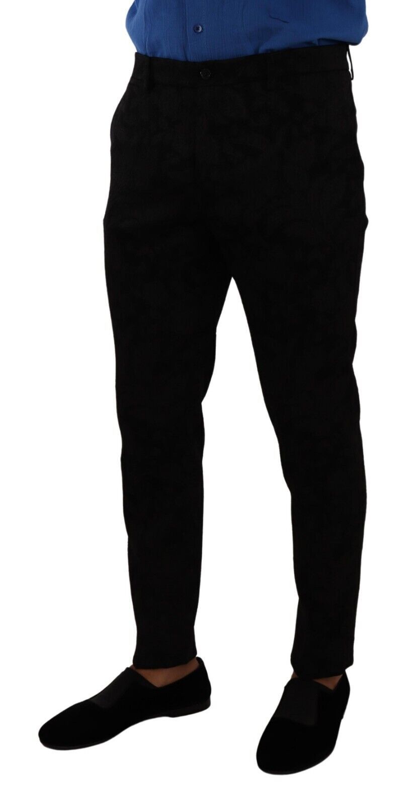 Dolce &amp; Gabbana Pantalon habillé élégant coupe slim en brocart noir