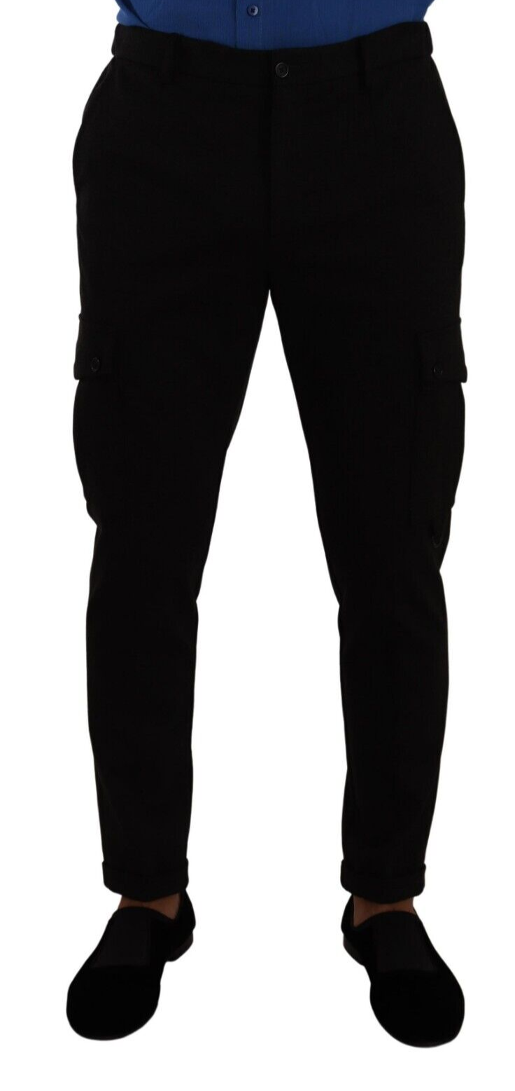 Dolce &amp; Gabbana Pantalon cargo slim noir élégant